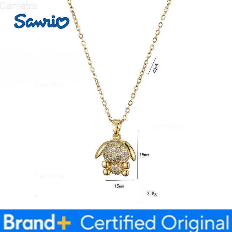 Sanrio Fashion Kawaii Shiny Zircon Rabbit Pendant Necklace for Women Girls Lovely Stainless Steel Chain Rabbit Jewelry Gifts for Friend H251229