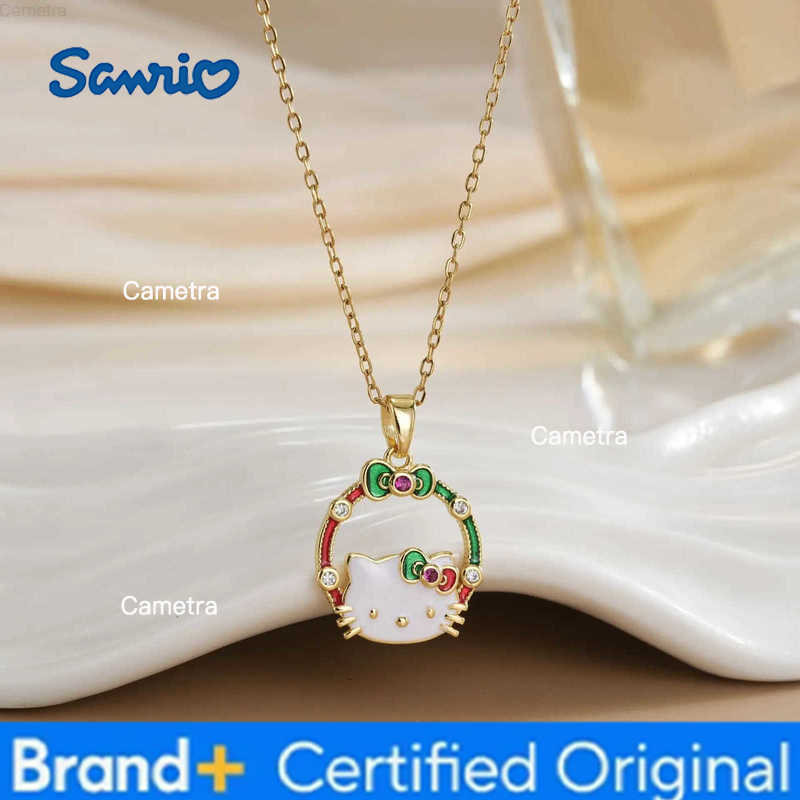 Sanrio Stainless Steel Chain Cute Zircon Hello Kitty Pendant Necklaces for Women Girls Shiny Charm Jewelry Accessories Gifts H251229