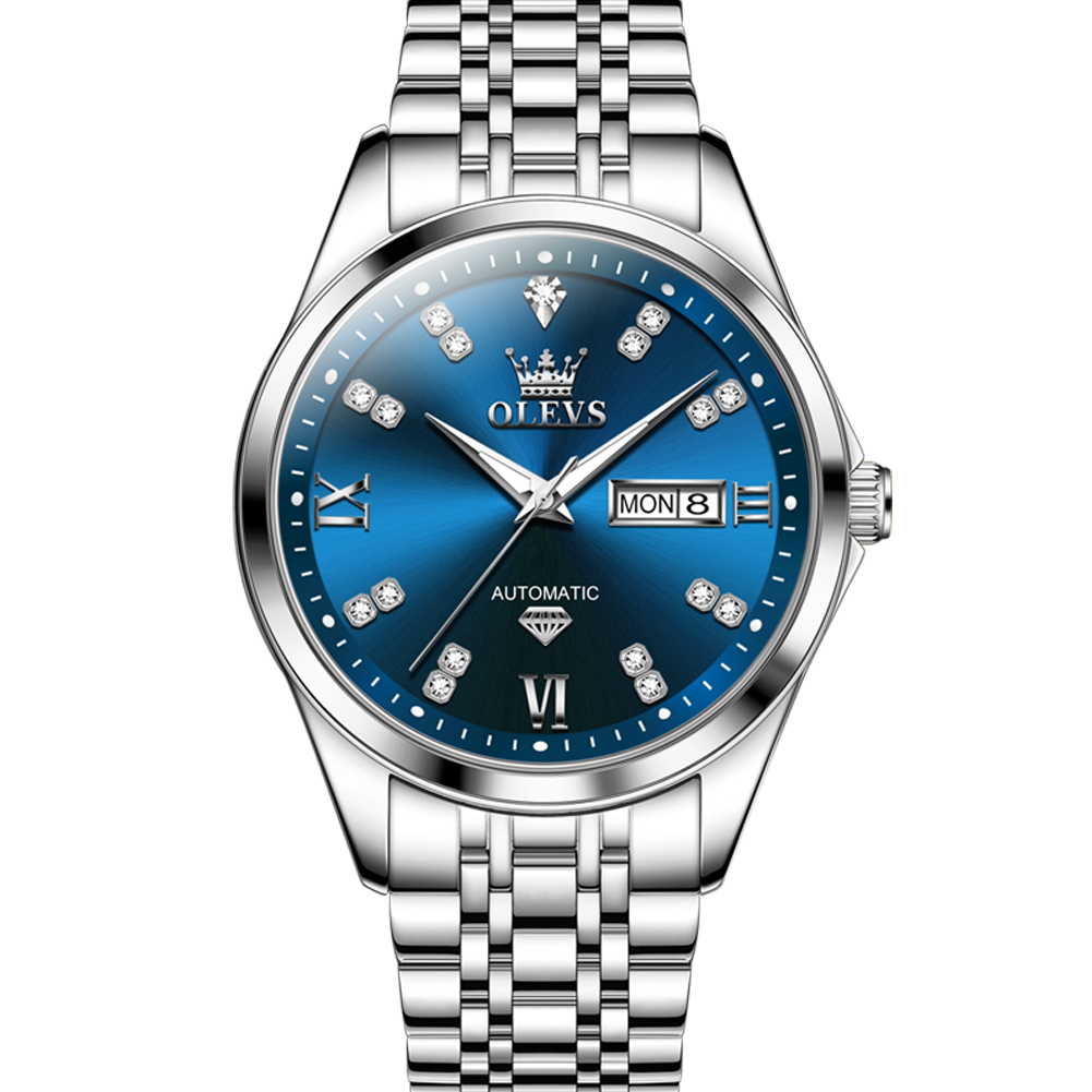 OLEVS Luxurious and elegant mechanical watch, fully automatic men's waterproof business dual calendar night light men's watch