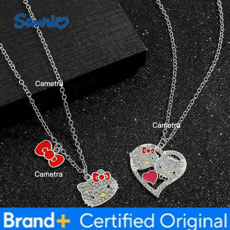 Sanrio Kawaii Hello Kitty Heart Rhinestone Necklace Pendant Girls Clavicle Jewelry Kitty Cat Design Fashion Accessory H251229