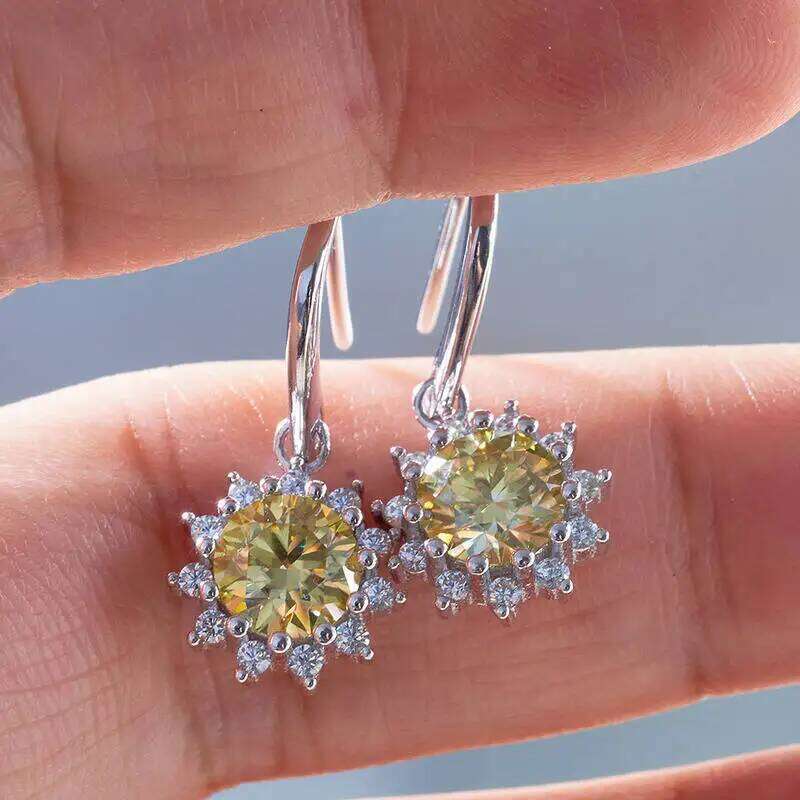 1CT GRA certified Moissanite Colorful 100% S925 Sterling Silver Earrings For Green Blue Pink Luxury Fine Jewelry for Women 91d