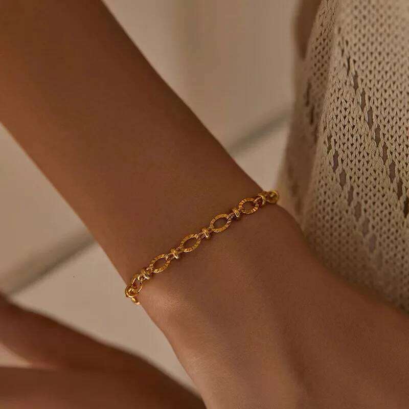 Hot luxury 18k Gold Filled creative Chain Bracelets for Women fashion Wedding accessories Party Gifts designer jewelry 18+4cm 25H1229