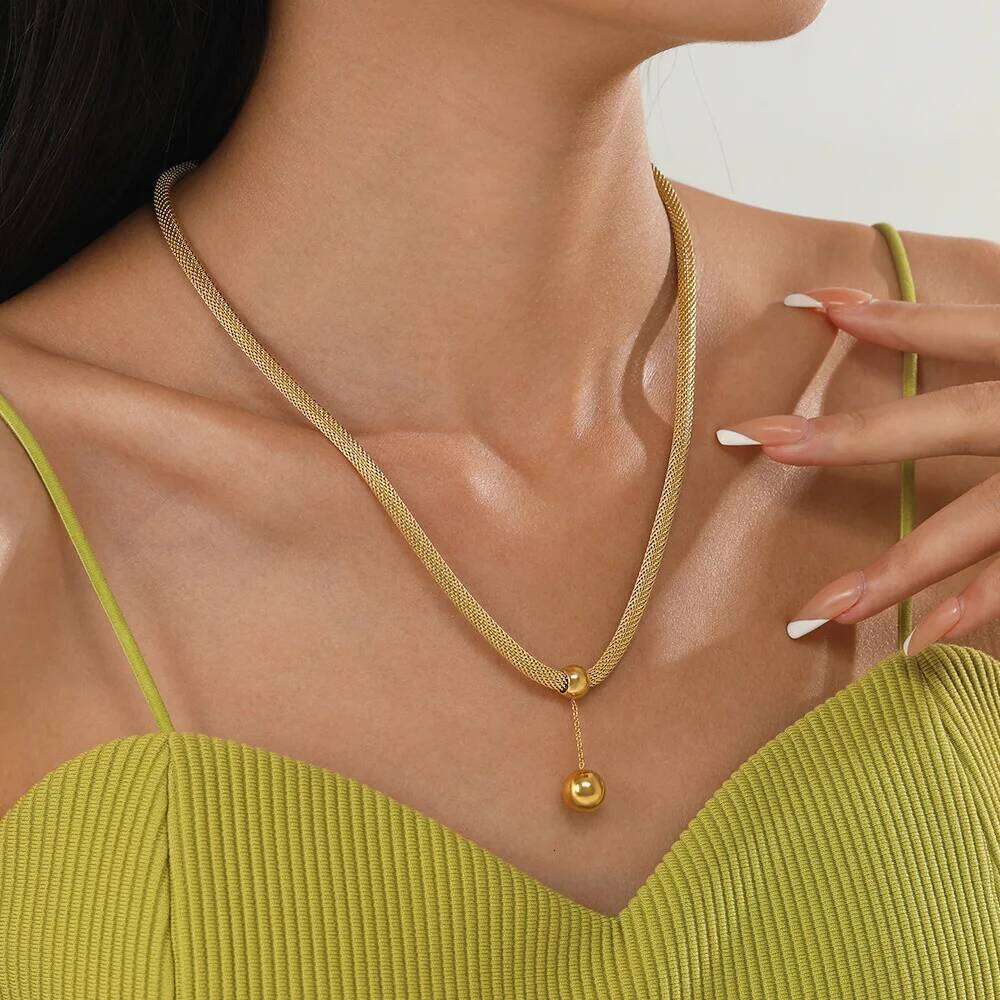 ZAKOL Fashion Stainless Steel Hollow Round Ball Pendant Necklace Gold/Silver Color Daily Party Jewelry Accessory for Women