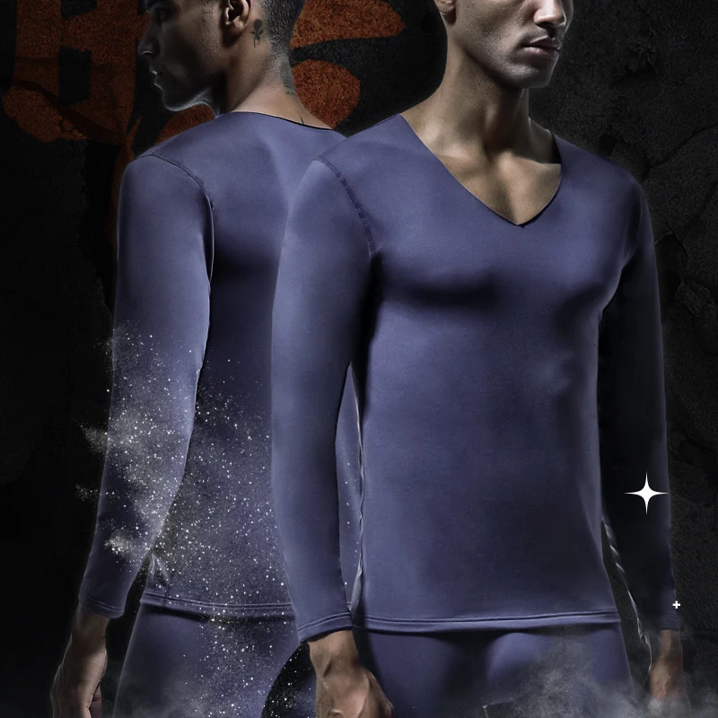 1pc Mens Seamless Thermal Undershirt VNeck FleeceLined Warm Base Layer Slim Fit Thin Cotton Shirt for Winter 251225