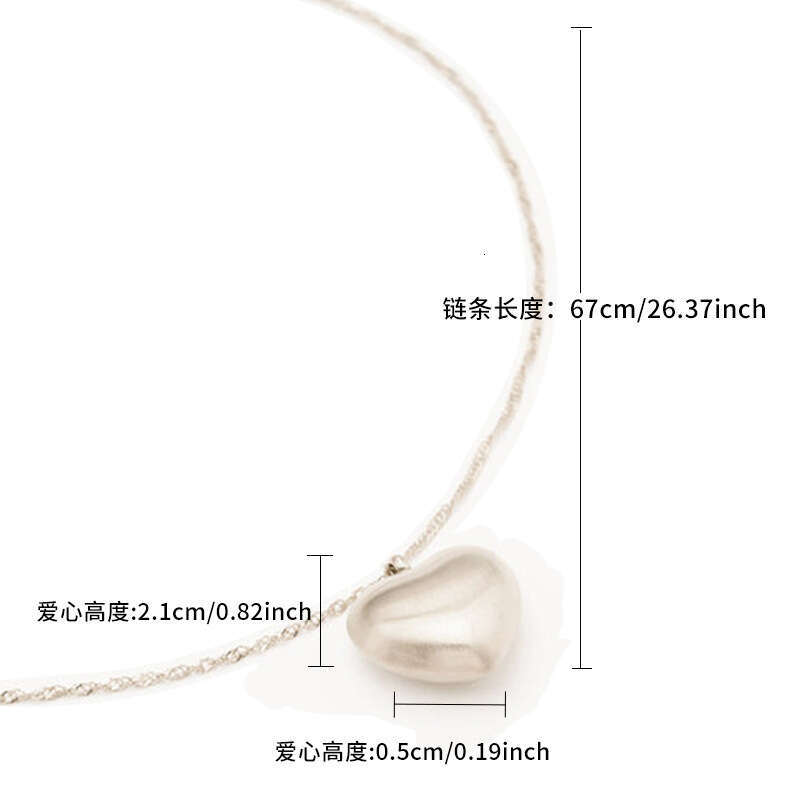 Cross-Border Simple Brushed Choker Collarbone Chain French Sweet Cool Niche Heart Necklace for Women