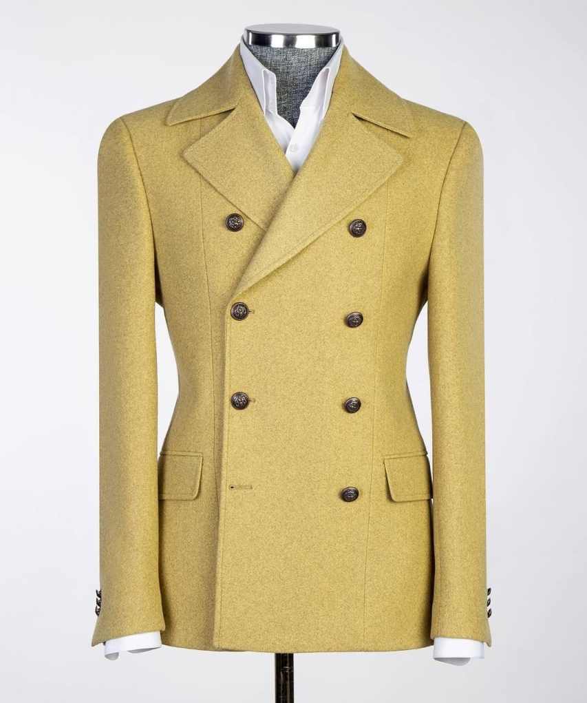 Jacquard Men's Suit Peaked Lapel Tuxedos Two Button Double Breasted Groom Wear Business Party 2-pieces Customized