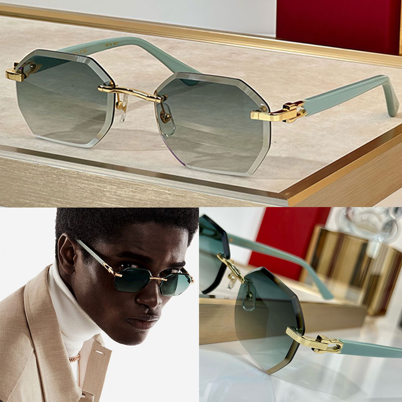 Mens Sunglasses with Elongated C de motif CT0439S Gradient blue lenses Design square frameless sunglasses Men Classic Glasses With packaging box