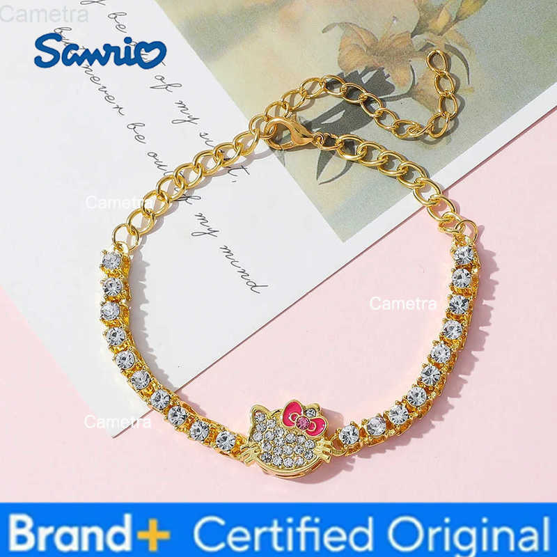 Sanrio Anime Figure Hello Kitty Rhinestone Bracelet Creativity Cartoon KT Cat Bangle for Girls Birthday Party Accessory Gift H251229