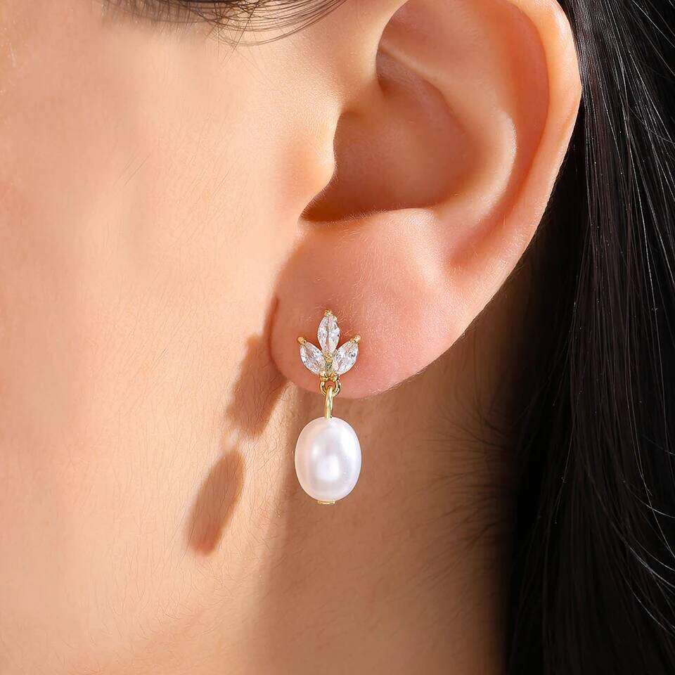 ZAKOL Elegant Shiny Zircon Imitation Pearl Pendant Earring Necklace Set for Women Luxury Party Jewelry Gifts