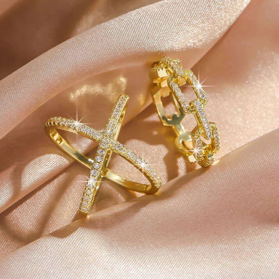 ZAKOL Shiny Cubic Zirconia Engagement Wedding Rings for Women 2Pcs/Set Exquisite Couple Ring Hypoallergenic Jewelry Gift