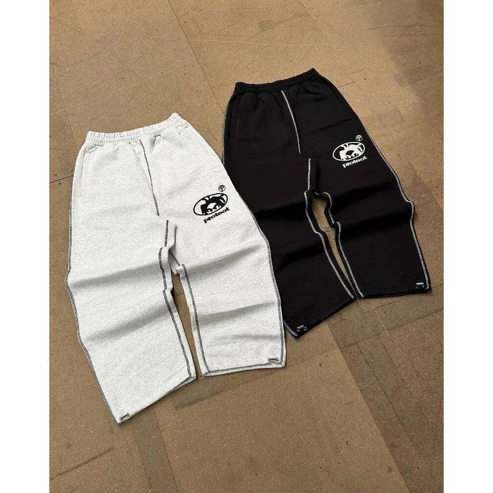 Y2k Harajuku Vintage Embroidery fashion wide leg men trend Gothic loose elastic waist pants women casual sweatpants