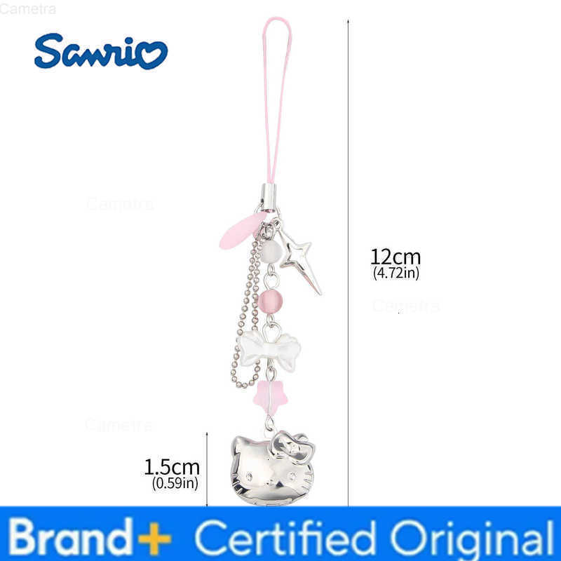 Sanrio Kawaii Cat Bowknot Star Charm Phone Chain Cute Cartoon Kitty Pendant Keyring Bag Keychain Cosplay Props Jewelry Gift H251229