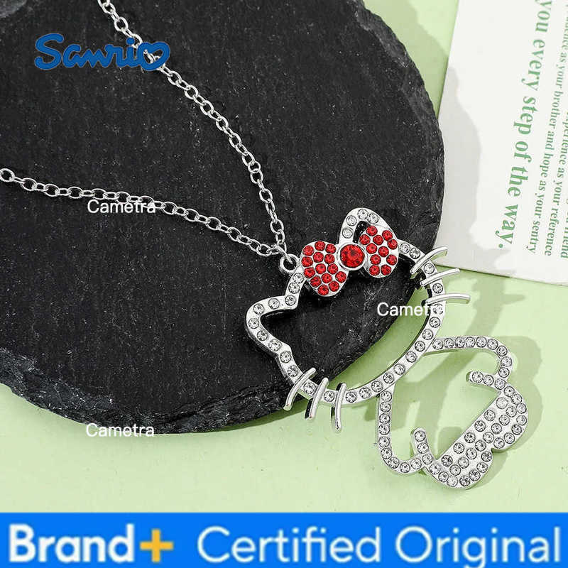 Sanrio Hello Kitty Rhinestone Bow Cute Girl Pendant Necklace Woman Clavicle Chain Pendant Gifts H251229