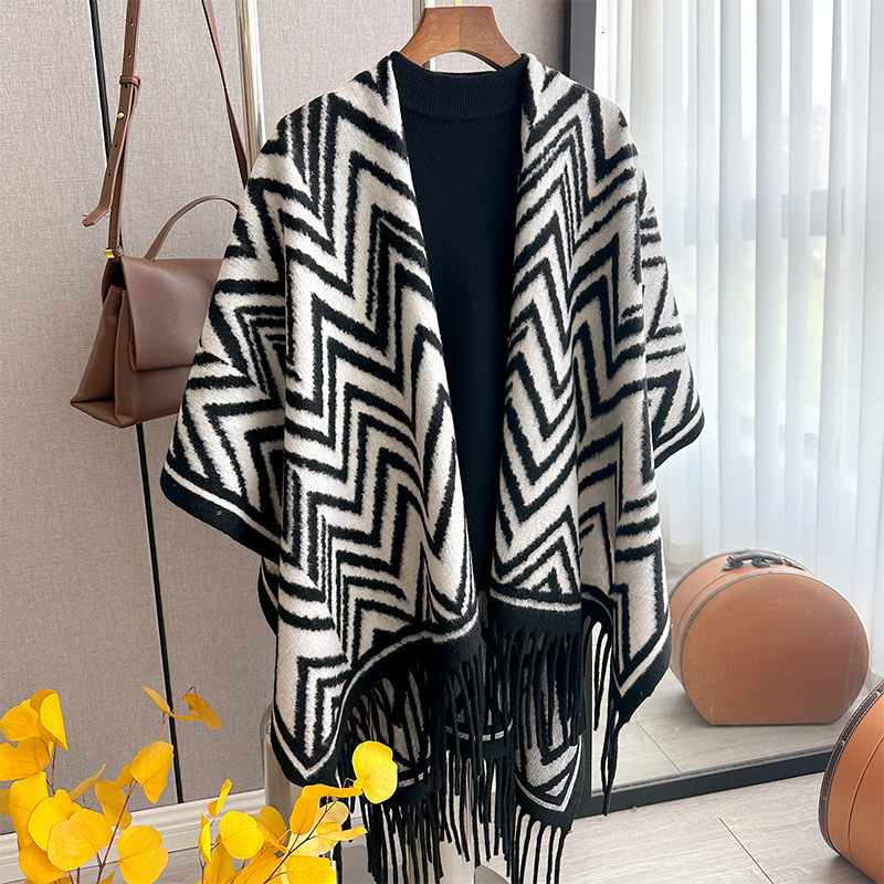 High-End Fashionable Ink Painting Shawl For Women Autumn And Winter Season, Premium Feel, Imitation Cashmere Scarf, Thick