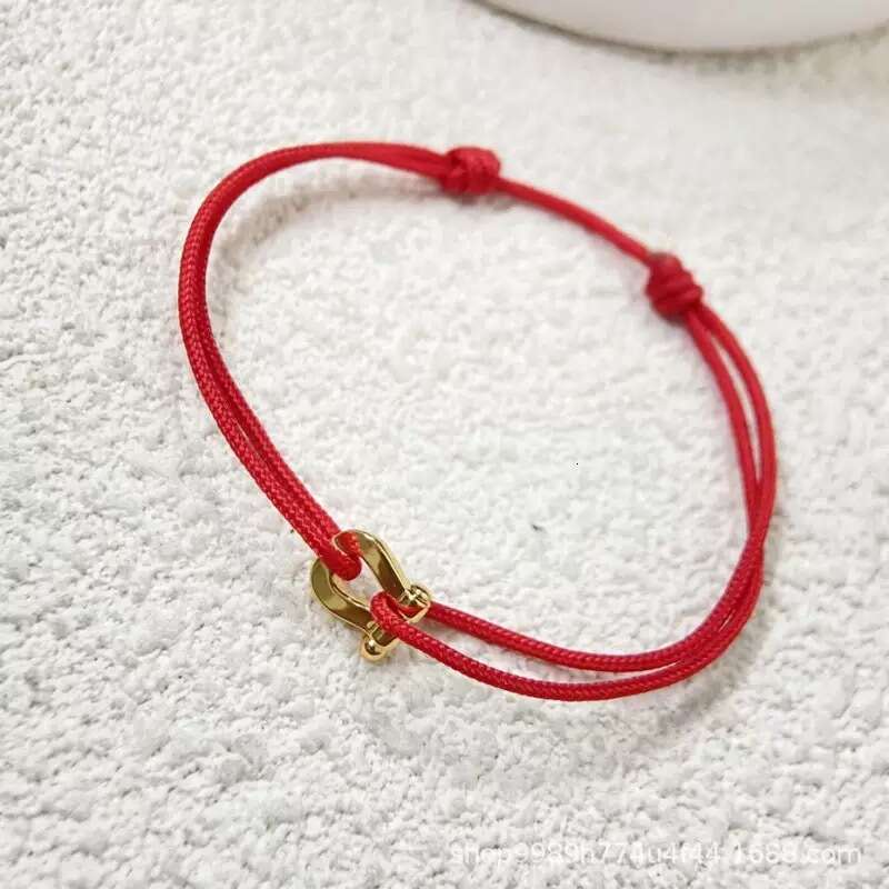 V Glossy Rose Gold Horseshoe Buckle Red Black Rope Men and Women Couple DIY Bracelet Factory Direct Sales Live Streaming Dropshipping