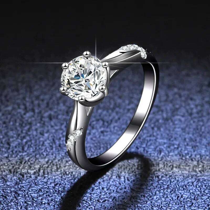 18K gold inlaid diamond ring, moissanite wedding jewelry, six claw PT950 platinum fashionable and simple ring 663