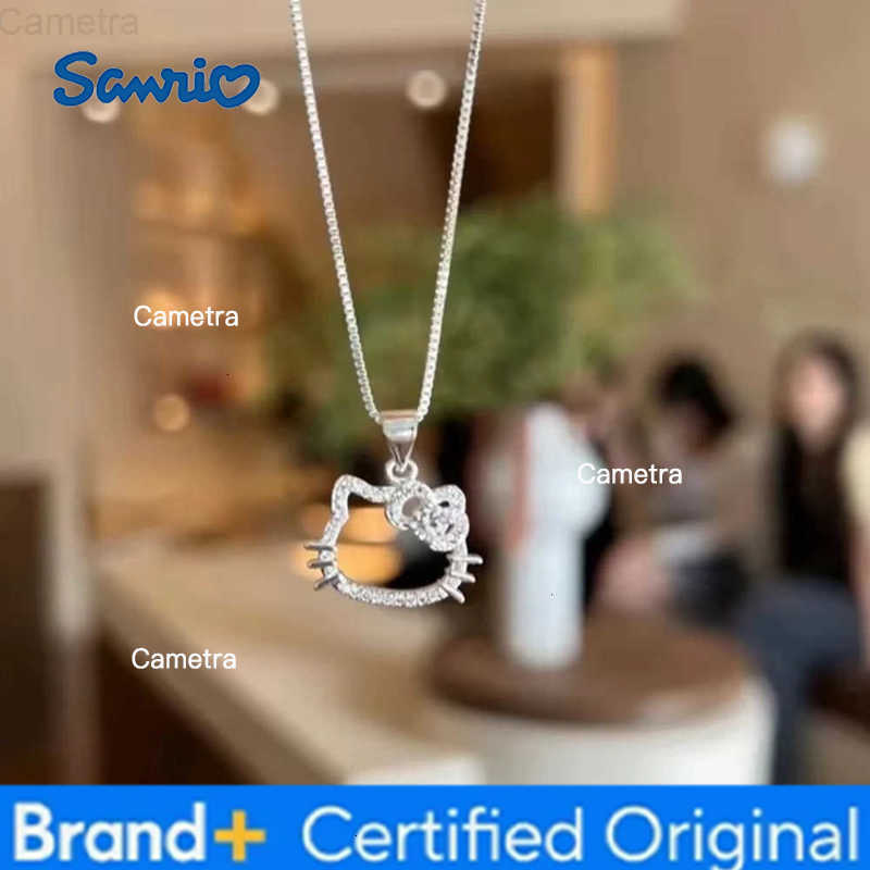 Sanrio Cartoon Hello Kitty Pendant Necklaces Fashion Bow Cute Metal Cat Ring Jewelry Accessories Birthday Pendant Gifts For Girls H251229