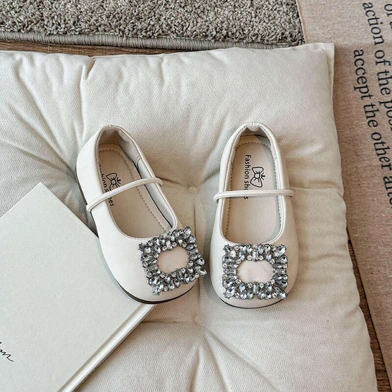 French Style Elegant Square Toe Ballet for Women 2025 Spring Summer New Rhinestone Slip-On Dress Shoes Soft Sole