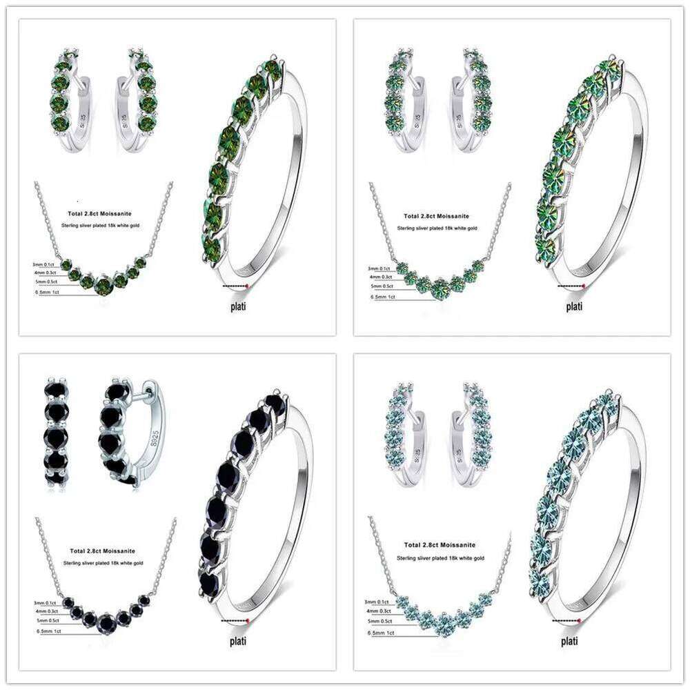 4.5ct moissanite 925 sterling silver lab Diamond Sets for Women with ring earring necklkace female dating party set gifts 121