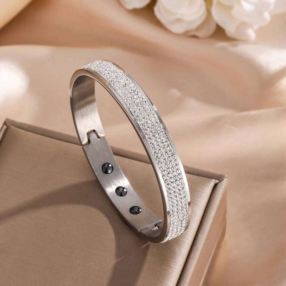 ZAKOL Buling Full Crystal CZ Stainless Steel Thick Bracelet Women Men Luxury Wrist Accessories Aesthetic Jewelry Gift
