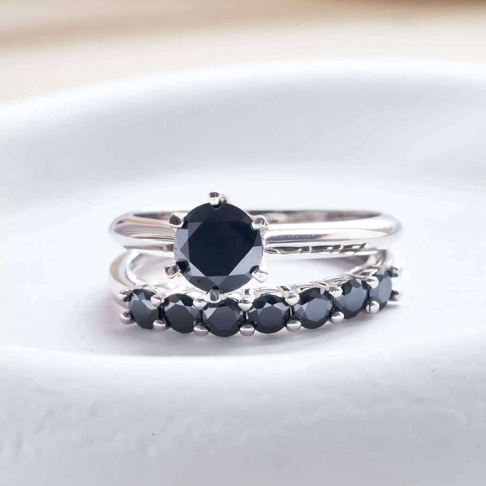 GRA Real Moissanite Diamond Solitaire Stackable Rings set for Women 925 Sterling Silver Wedding Band Trendy Fashion Fine Jewelry d4d