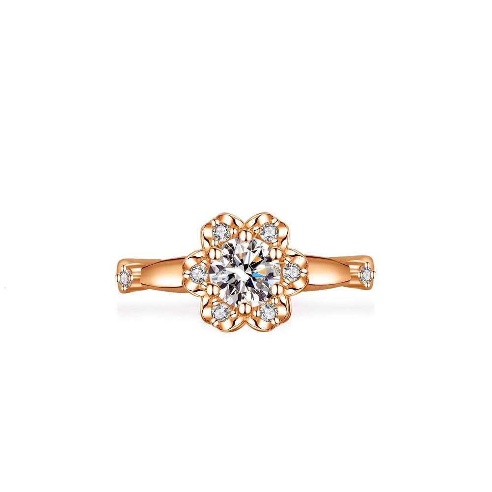 1ct D Color Moissanite Ring 925 Sterling Silver with Rose Gold Plated Wedding Flower Lab Diamond Rings for Women Jewelry 4b7