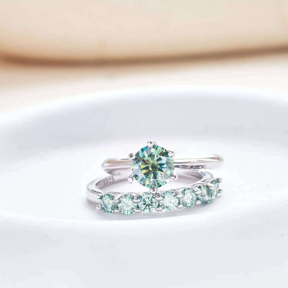GRA Real Moissanite Diamond Solitaire Stackable Rings set for Women 925 Sterling Silver Wedding Band Trendy Fashion Fine Jewelry d4d