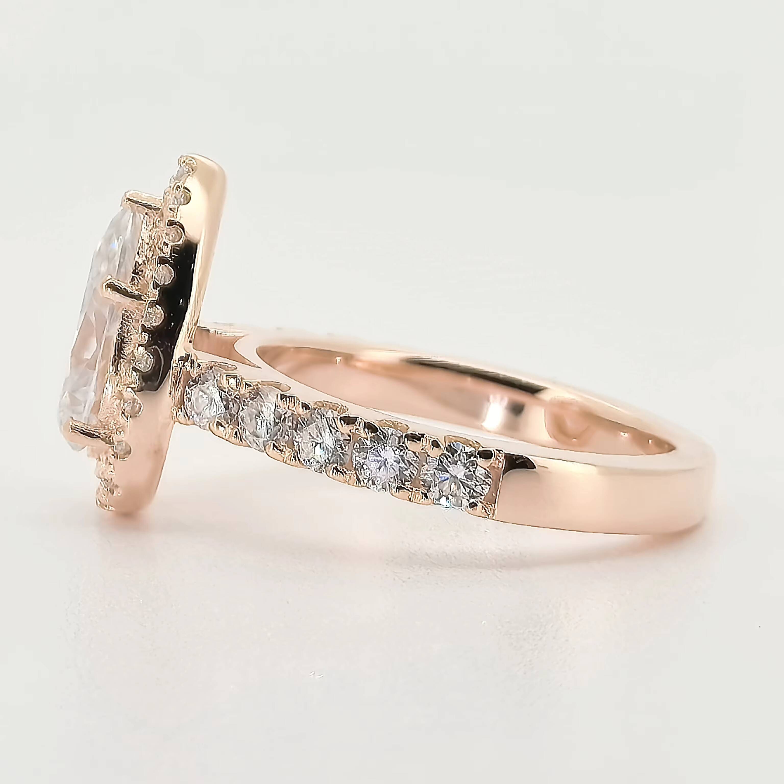 Telula 14K Gold D Color VVS Excellent 1CT 2CT Lab Grown Diamond Engagement Ring IGI Certified Womens Synthetic Ring