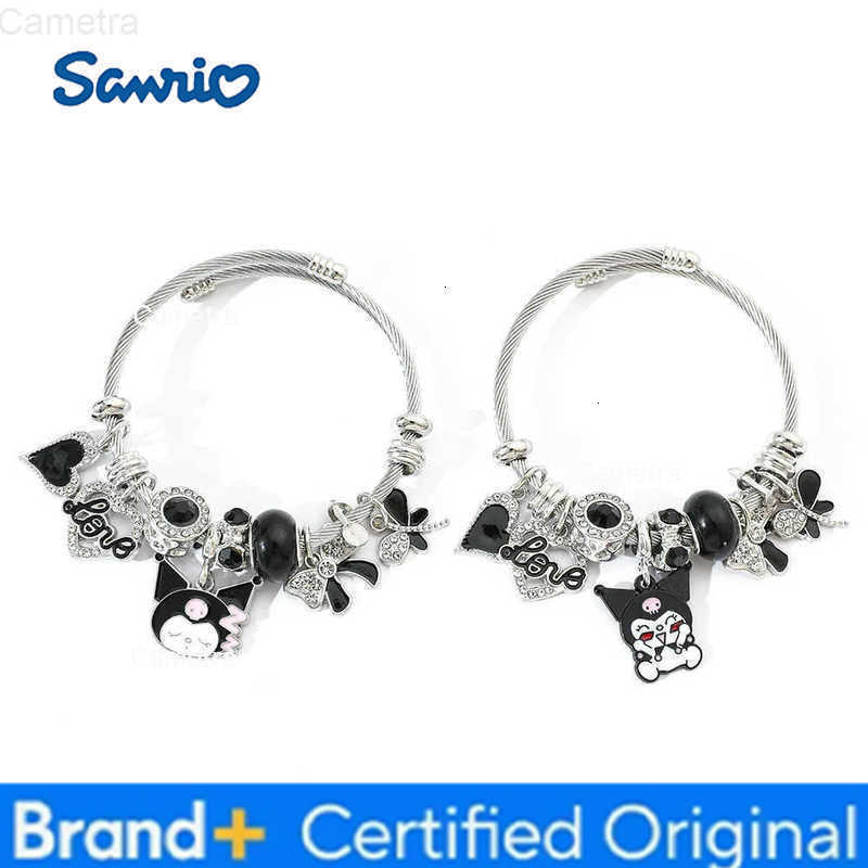 Sanrio Beaded Bracelet Kuromi Pendant Heart Shaped Hollow Rhinestone Pendant DIY Bracelet Suitable as a Gift for Kuromi Fans H251229
