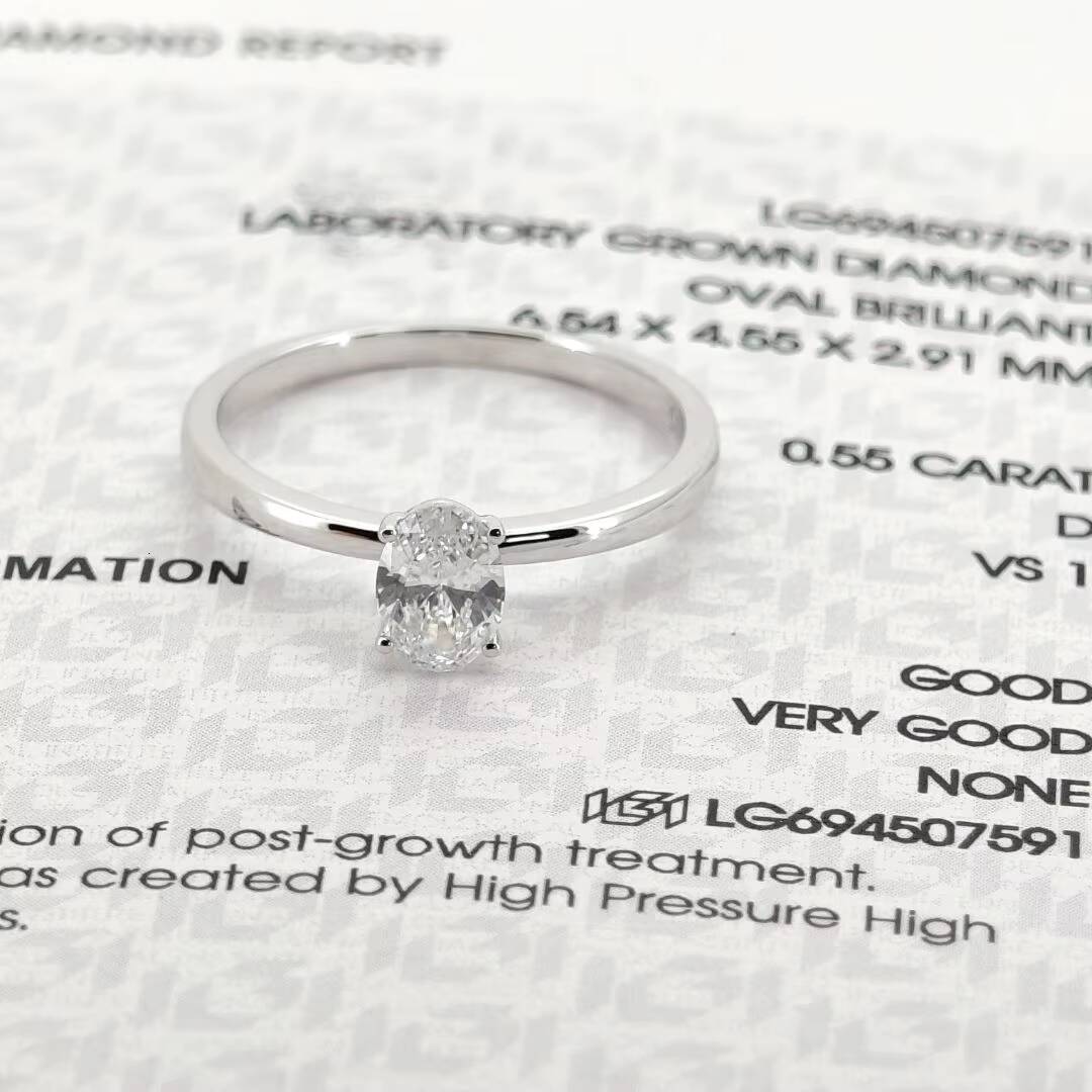 Custom 9K Solid Gold Lab Created Diamond Ring for Engagement Oval Cut 05ct Wedding Jewelry IGI Certified Lab Diamond Ring