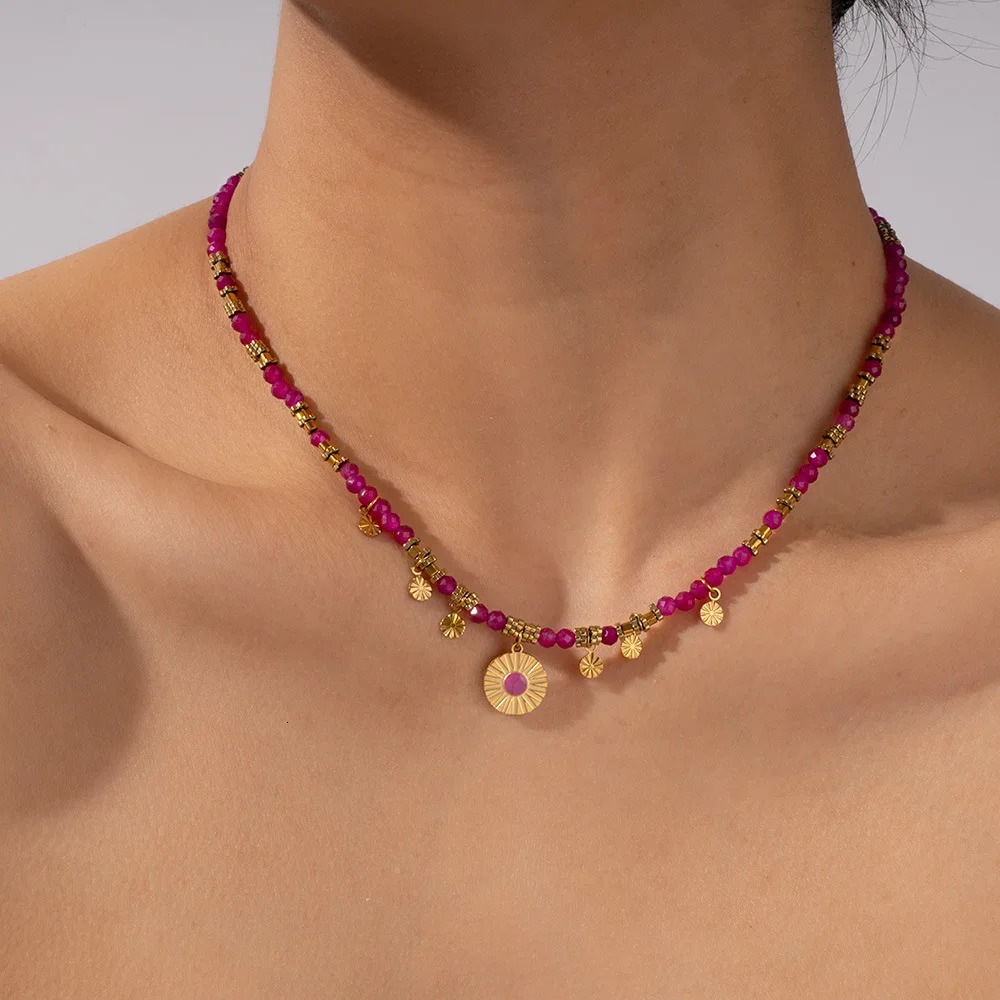 on Necklace Stainless Steel Natural Stone Bead Pendant Suitable for Womens Beach Parties European American Style 251224