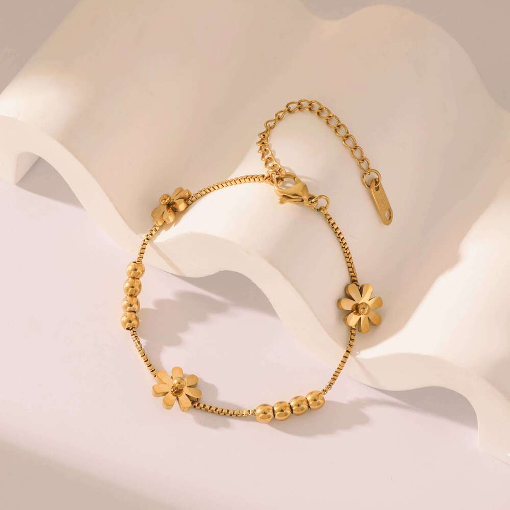 EILIECK 316L Stainless Steel Gold Color Flower Bracelet For Women Girl Fashion New Holiday Gift Wrist Chain Jewelry Pulsera 25H1229