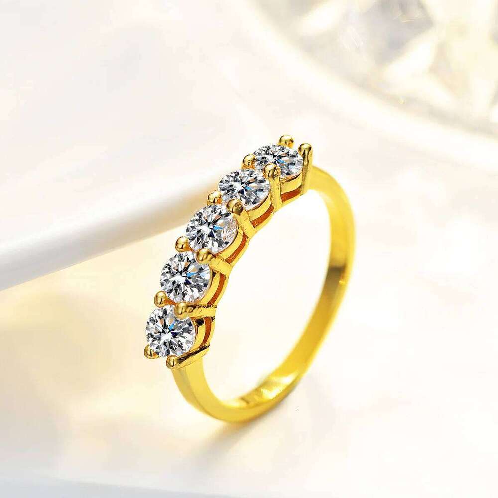 14k Gold Plated 1.5CT Real Moissanite Diamond Rings for Women 1/3 Eternity Bands S925 Sterling Silver Fine Jewelry GRA 0c8