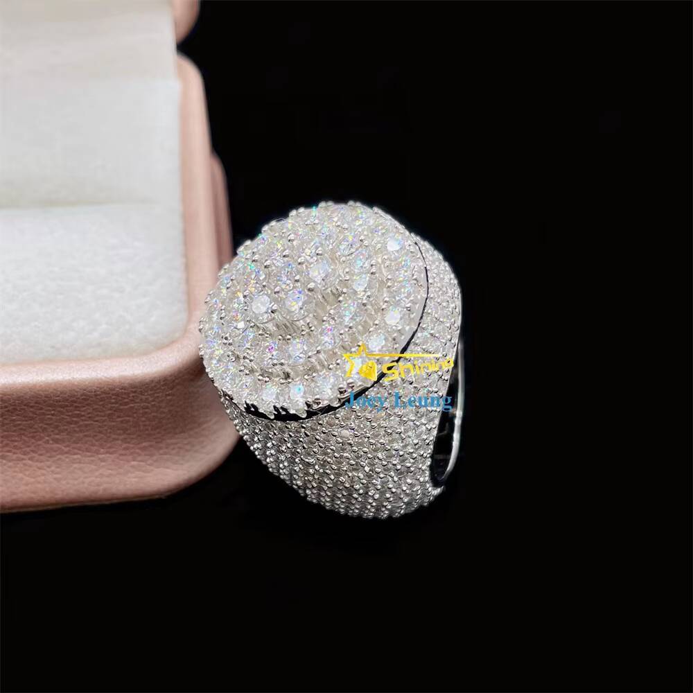 Fashion Styles Pass Diamond Tester Silver Gold Plated VVS Moissanite Dimoand Custom Hip Hop Men Pinky Diamond Iced Out Ring