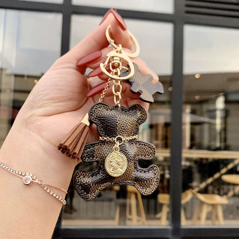 Leather Kitten Keychain with Cotton Filling Luxury-inspired Women's Handbag Pendant Adorable Car Ornament
