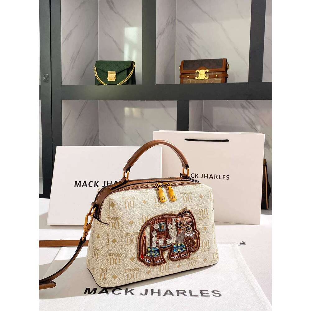 MACK JHARLES Vintage Heavy Embroidery Boston for Women 2025 New High-end Printed Pillow Bag