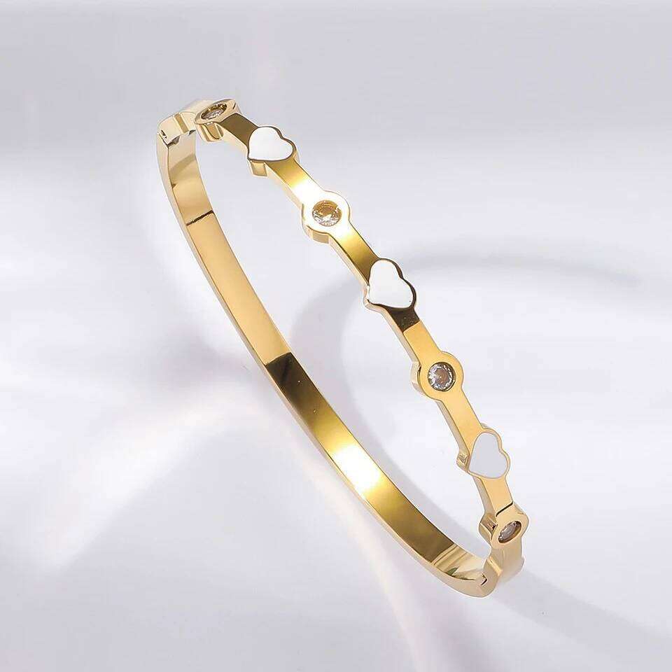 ZAKOL 5pcs/1pcs White Geometric Crystal Zircon Stainless Steel Stacked Bracelets For Women Christmas Birthday Jewelry Gifts