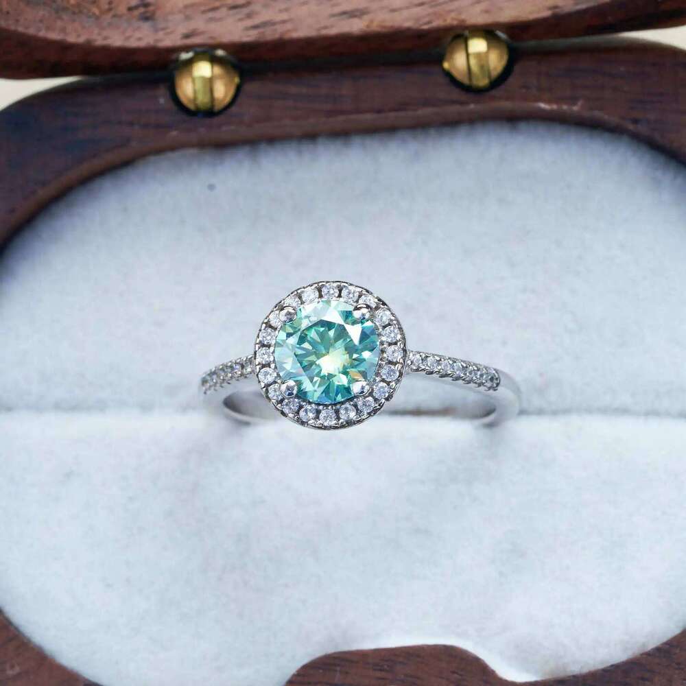 Classical Women's 925 Sterling Silver Ring With Real Moissanite 1ct 6.5mm D Color Round Shaped Luxury Wedding fine Jewelry gift 8ec