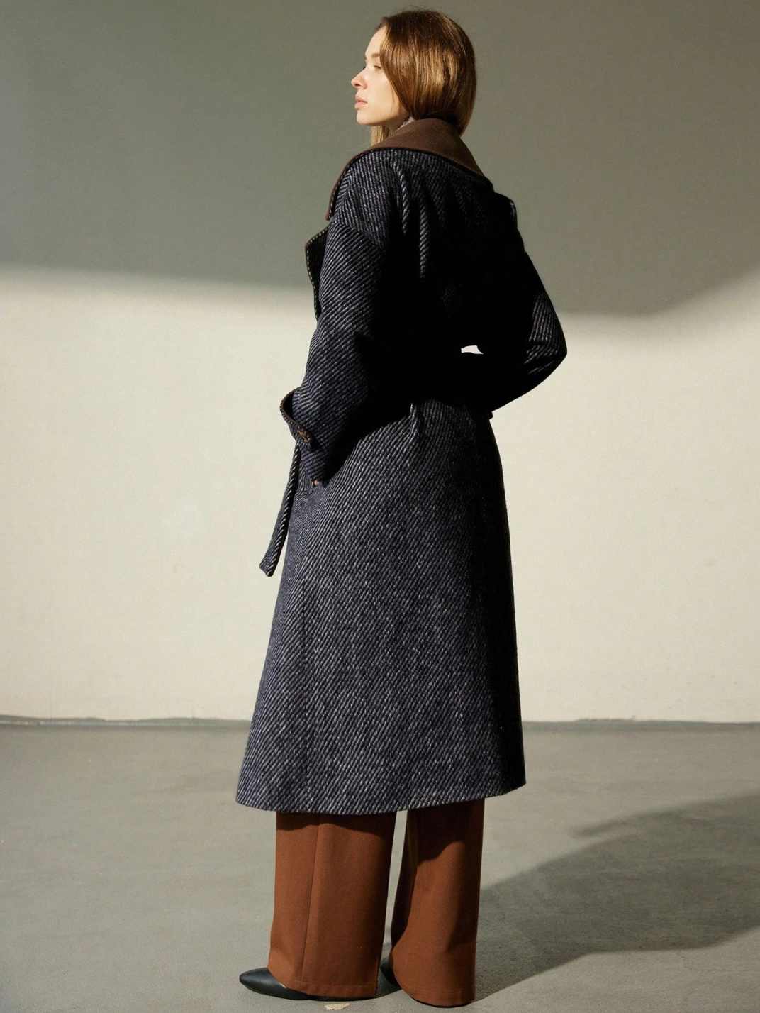 Modern Office Ladies Work Women Long Overcoat One Piece With Belt Customized Autumn Winter Thick Outdoor Jacket