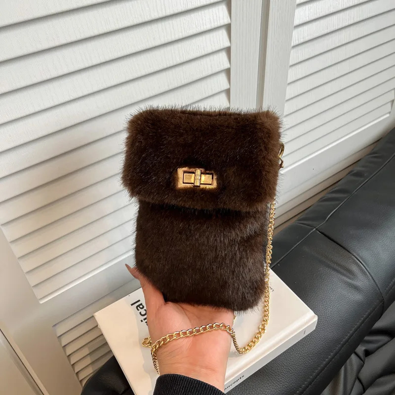 Real Mink Fur Bag Womens One Shoulder Crossbody Female Winter Plush Purses And Handbags Chain Messenger 251216