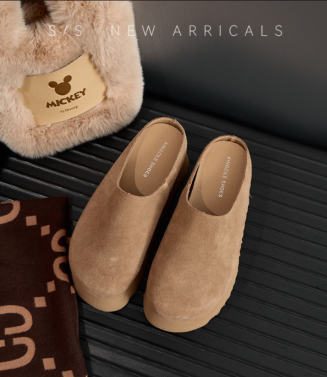 Ladies Thick Bottom Baotou Slippers 2026s Spring Summer New Design Versatile Height Increasing Slippers Size 34-39 Free Shipping Hot Sale Light khaki 