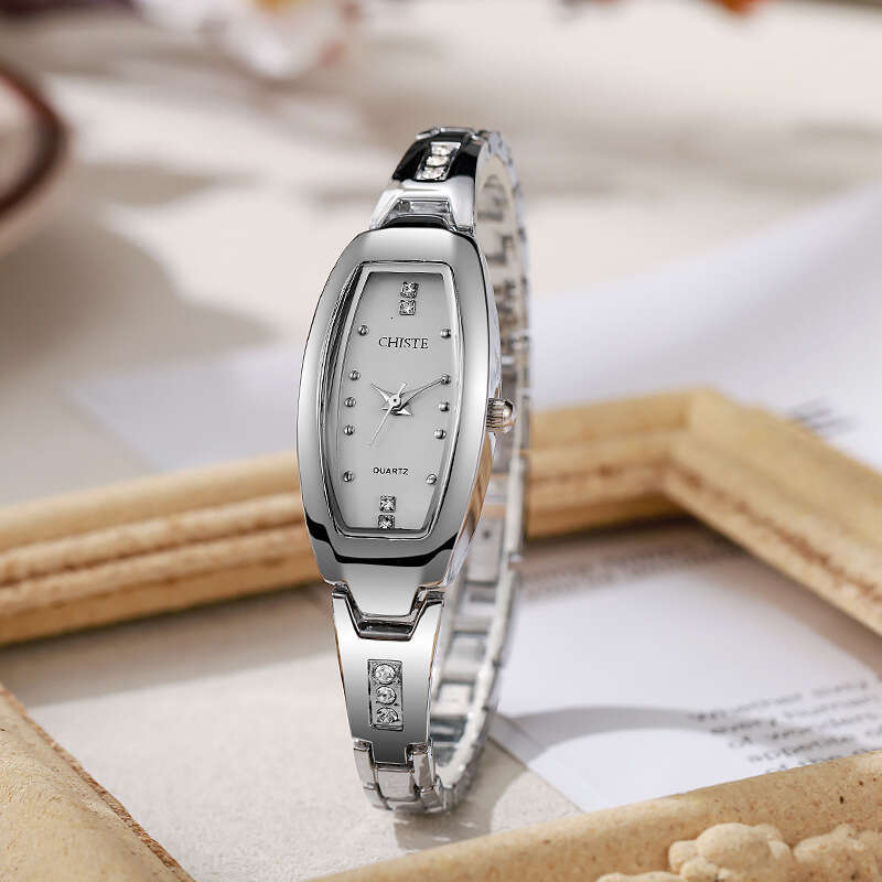 Burgundy Small Dial Design Oval Women's Watch Female Style Niche Compact Wristwatch