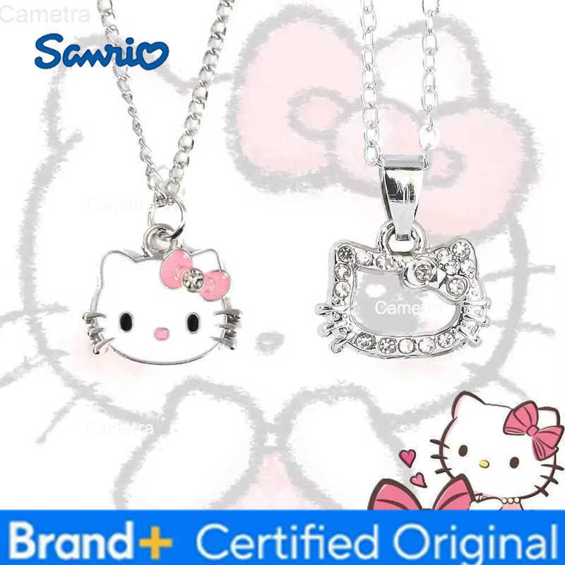 Sanrio Cartoon Hello Kitty Pendant Necklaces Fashion Bow Cute Metal Cat Necklace Jewelry Accessories Birthday Pendant Gifts For Women H251229