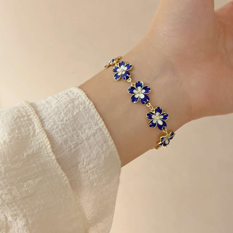 Bracelet For Women Vintage Versatile Glaze Flower Bracelet, Mid-Ancient Light Luxury Niche Exquisite Simple High-End Feel Jewelry