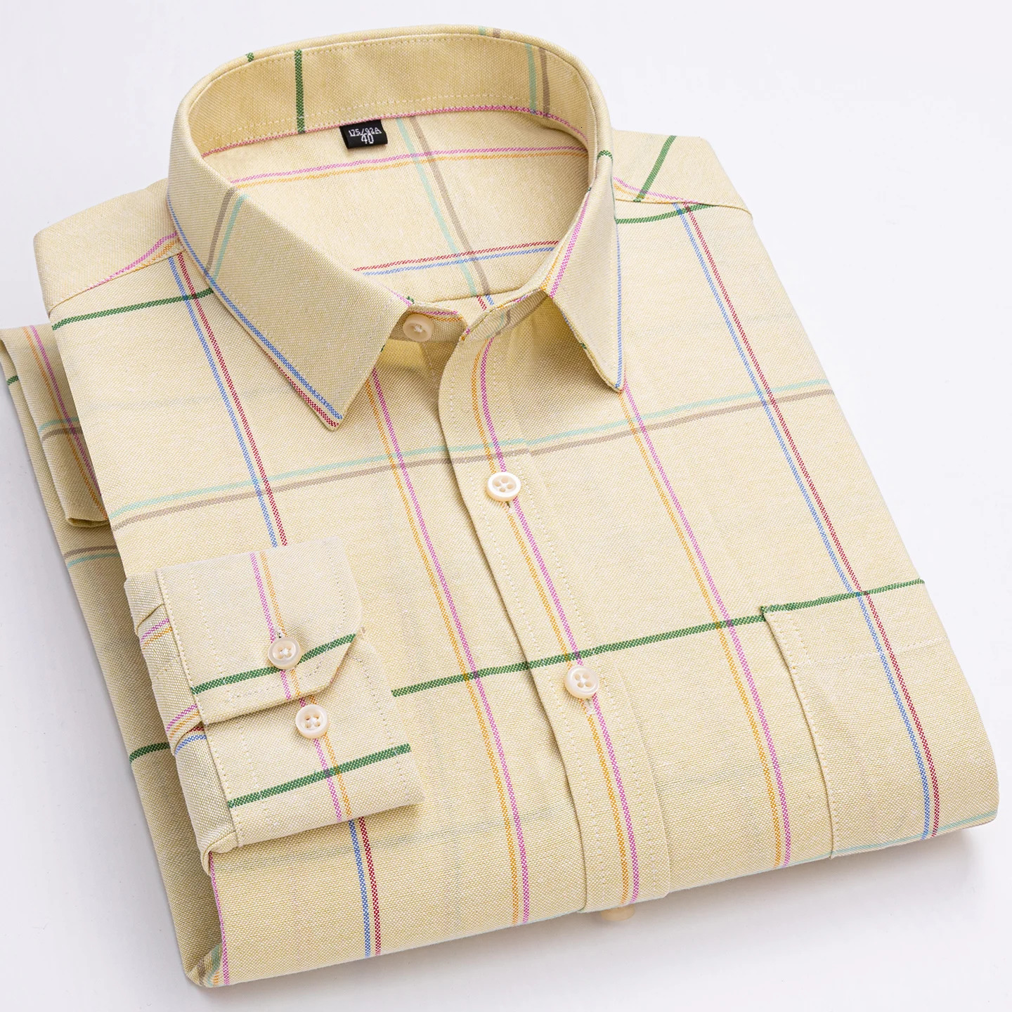 Mens Oxford Shirt Cotton Striped Plaid Plus Size Casual Long Sleeve Business Chic Dress Smart Wear for Spring Autumn And Winter 251224