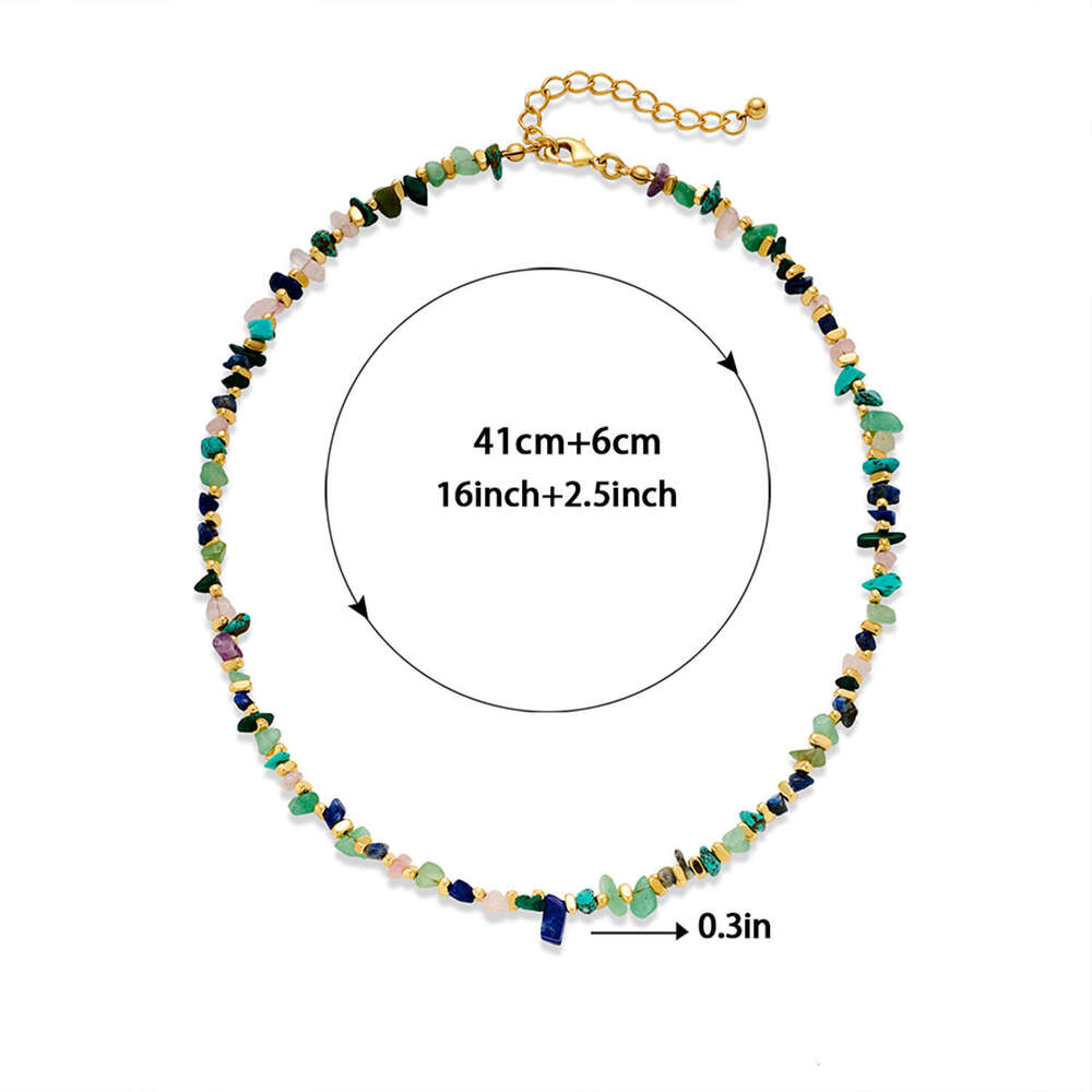 Niche Irregular Colorful Stone Dopamine Collarbone Chain Women's INS Style Mixed Beaded Necklace