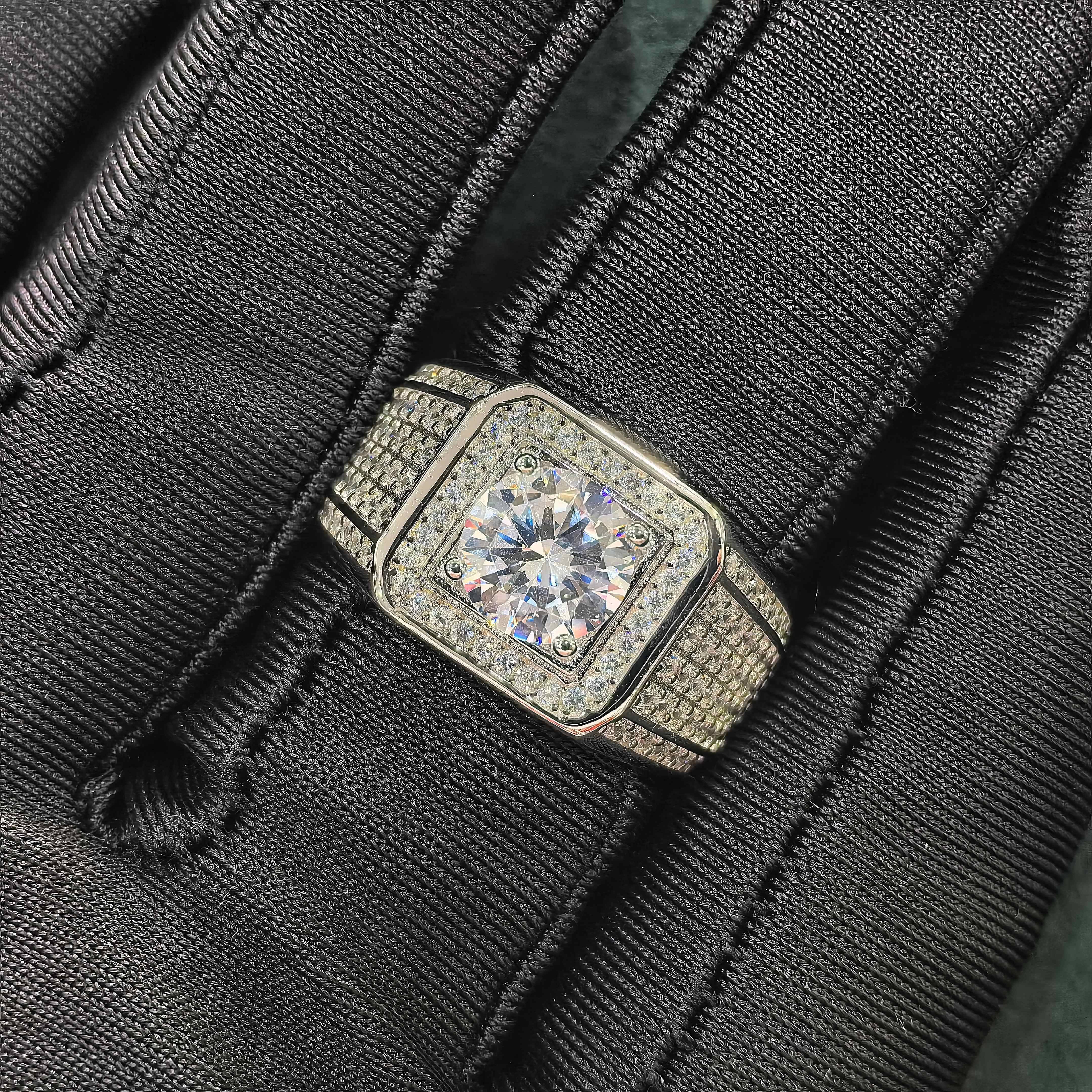 Punk 3ct VVS Moissanite Ring S925 Sterling Silver Moissanite Ring GRA Certified Men Moissanite Rings