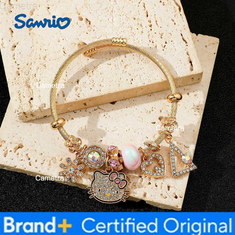 Sanrio Anime Cartoon HelloKitty Bracelet Fashion DIY Pendant Inlaid Moissanite Accessories Popular KT Cat Heart Pendant Bracelet H251229