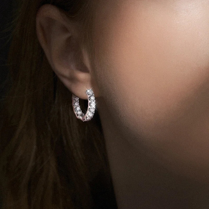 Hoop Earrings for Women 26ct D Color Sparkling Diamond with GRA s925 Sterling Sliver Plated 18k Gold Hip Hop Earring 251224