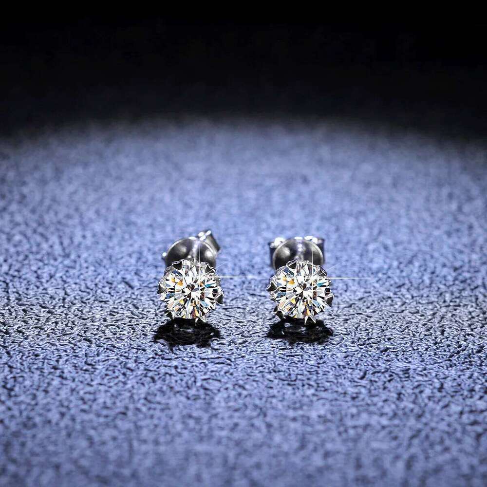 18K gold for women, snowflake earrings, simple style, wedding moissanite PT950, platinum gift earrings d0e